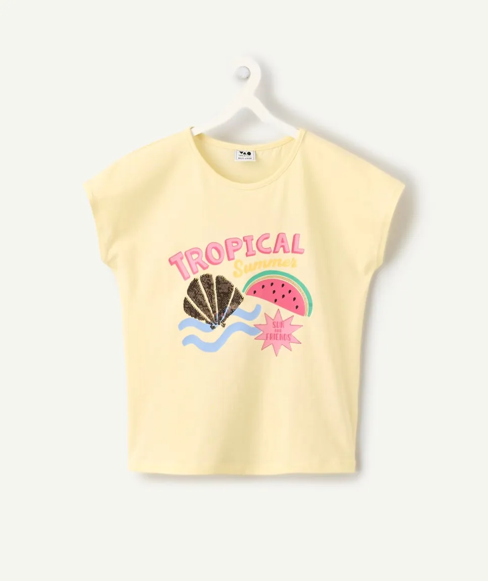 T-shirt fille imprimé jaune