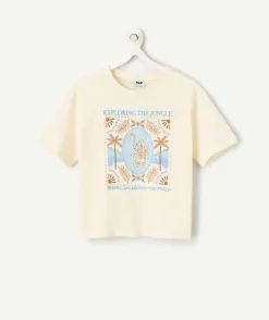 T-shirt fille imprimé jungle beige