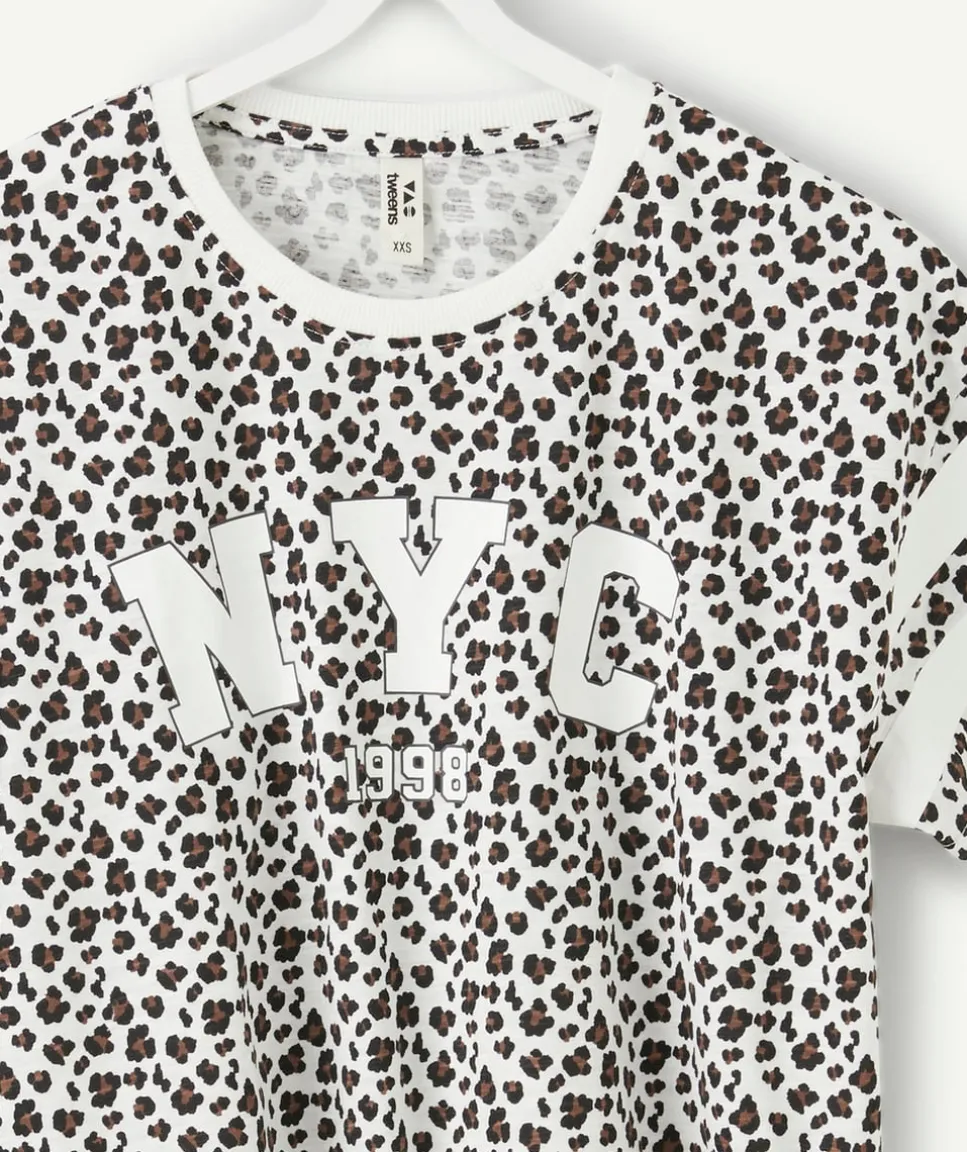 T-shirt fille imprimé léopard