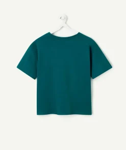 T-shirt fille imprimé message vert