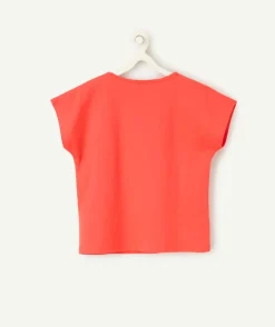 T-shirt fille manches courtes corail