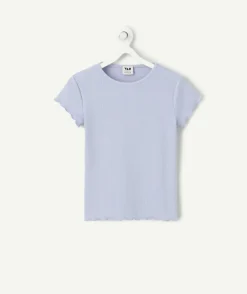 T-shirt fille manches courtes lilas