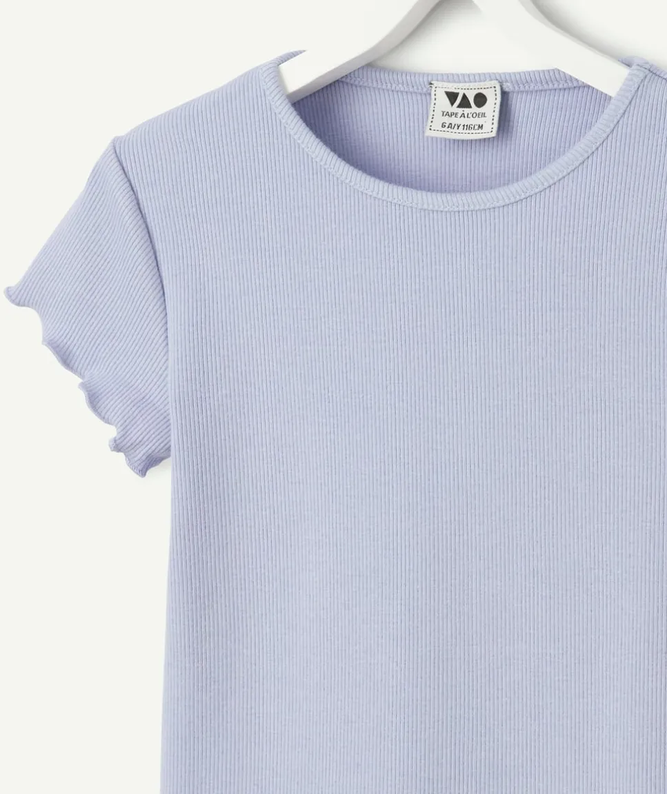 T-shirt fille manches courtes lilas