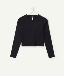 T-shirt fille manches longues noir