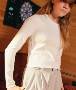 T-shirt fille manches longues blanc