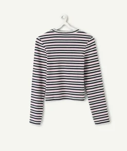 T-shirt fille manches longues rayé