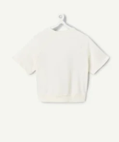 T-shirt fille oversize blanc imprimé