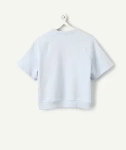 T-shirt fille oversize bleu imprimé