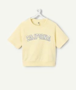 T-shirt fille oversize jaune imprimé