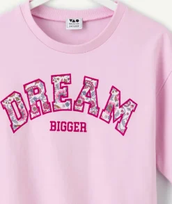 T-shirt fille oversize rose