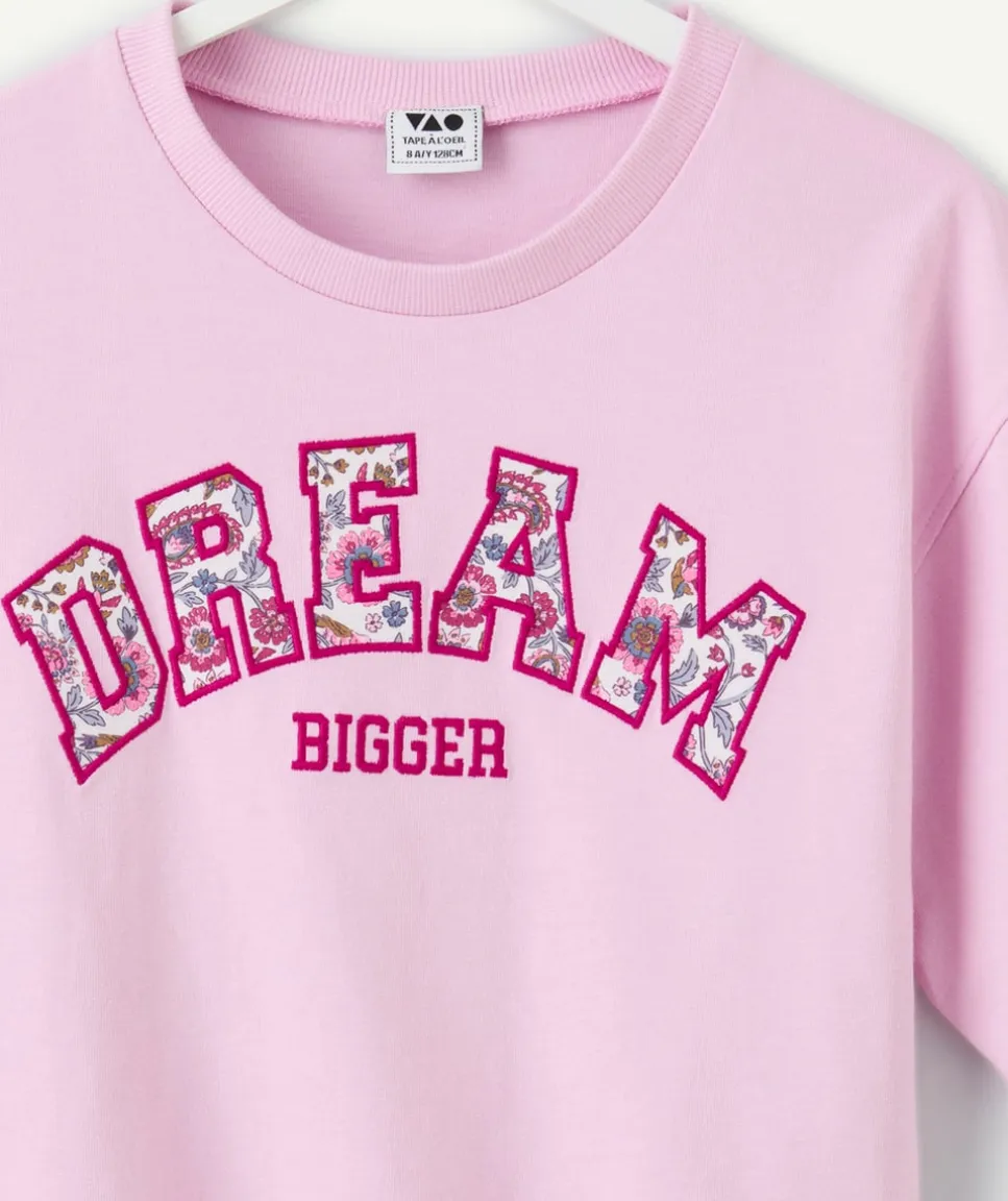 T-shirt fille oversize rose
