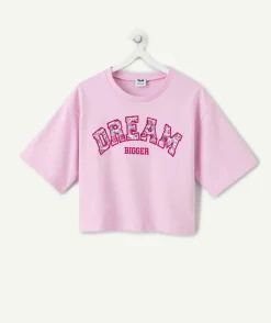 T-shirt fille oversize rose