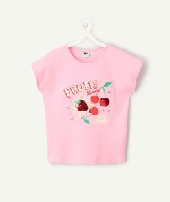 T-shirt fille rose imprimé