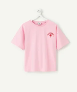 T-shirt fille rose imprimé