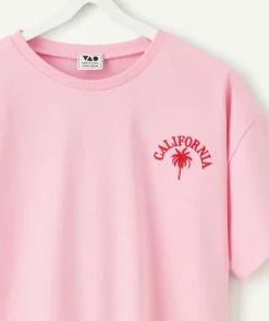 T-shirt fille rose imprimé