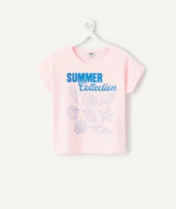 T-shirt fille rose imprimé