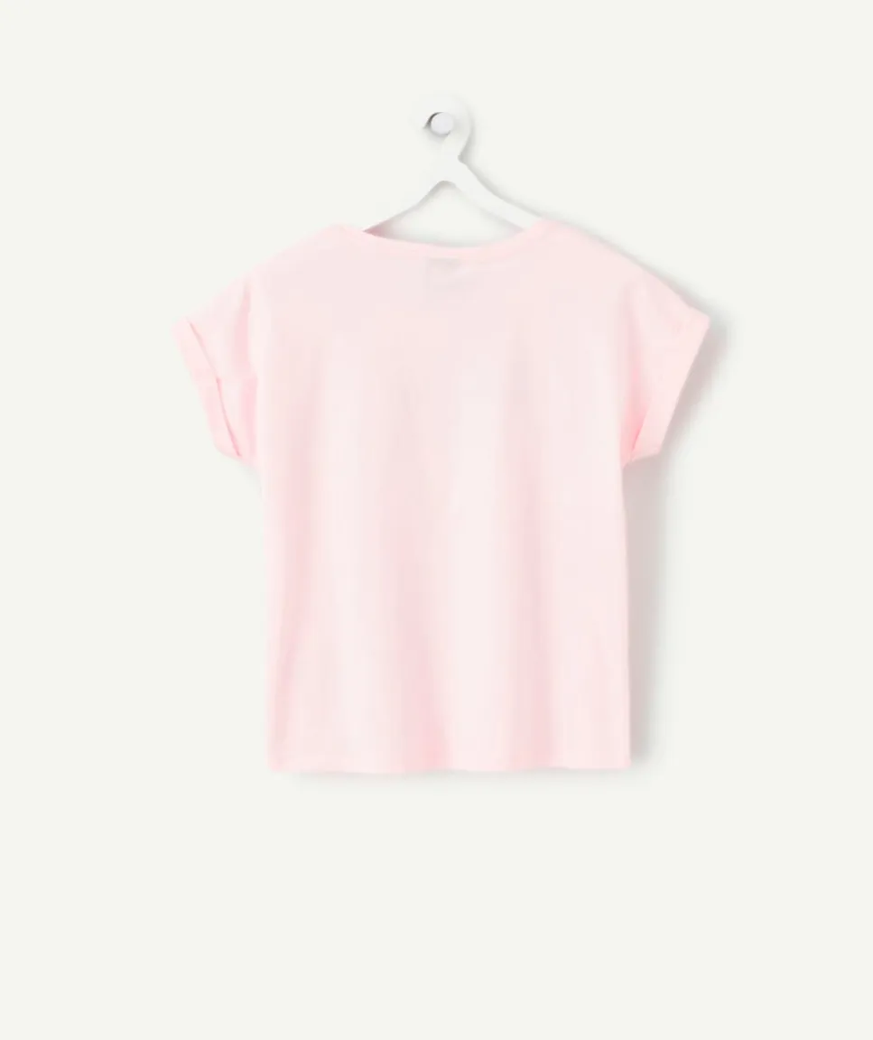 T-shirt fille rose imprimé