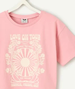 T-shirt fille rose imprimé