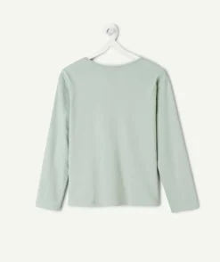 T-shirt fille vert imprimé