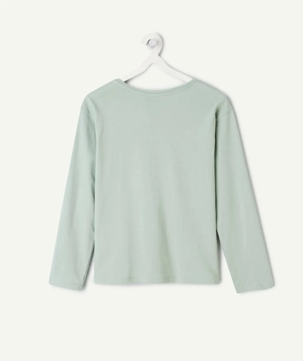 T-shirt fille vert imprimé