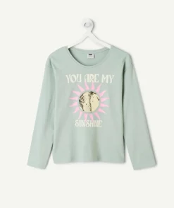 T-shirt fille vert imprimé