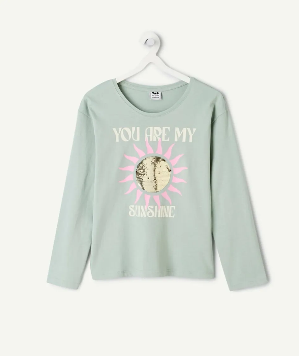 T-shirt fille vert imprimé