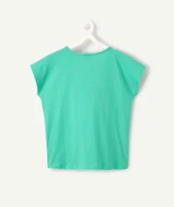 T-shirt fille vert imprimé tropical