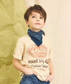 T-shirt garçon beige imprimé