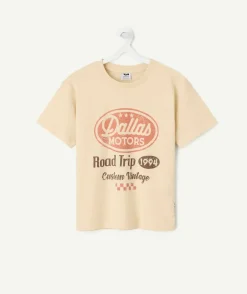 T-shirt garçon beige imprimé