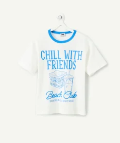 T-shirt garçon blanc imprimé message
