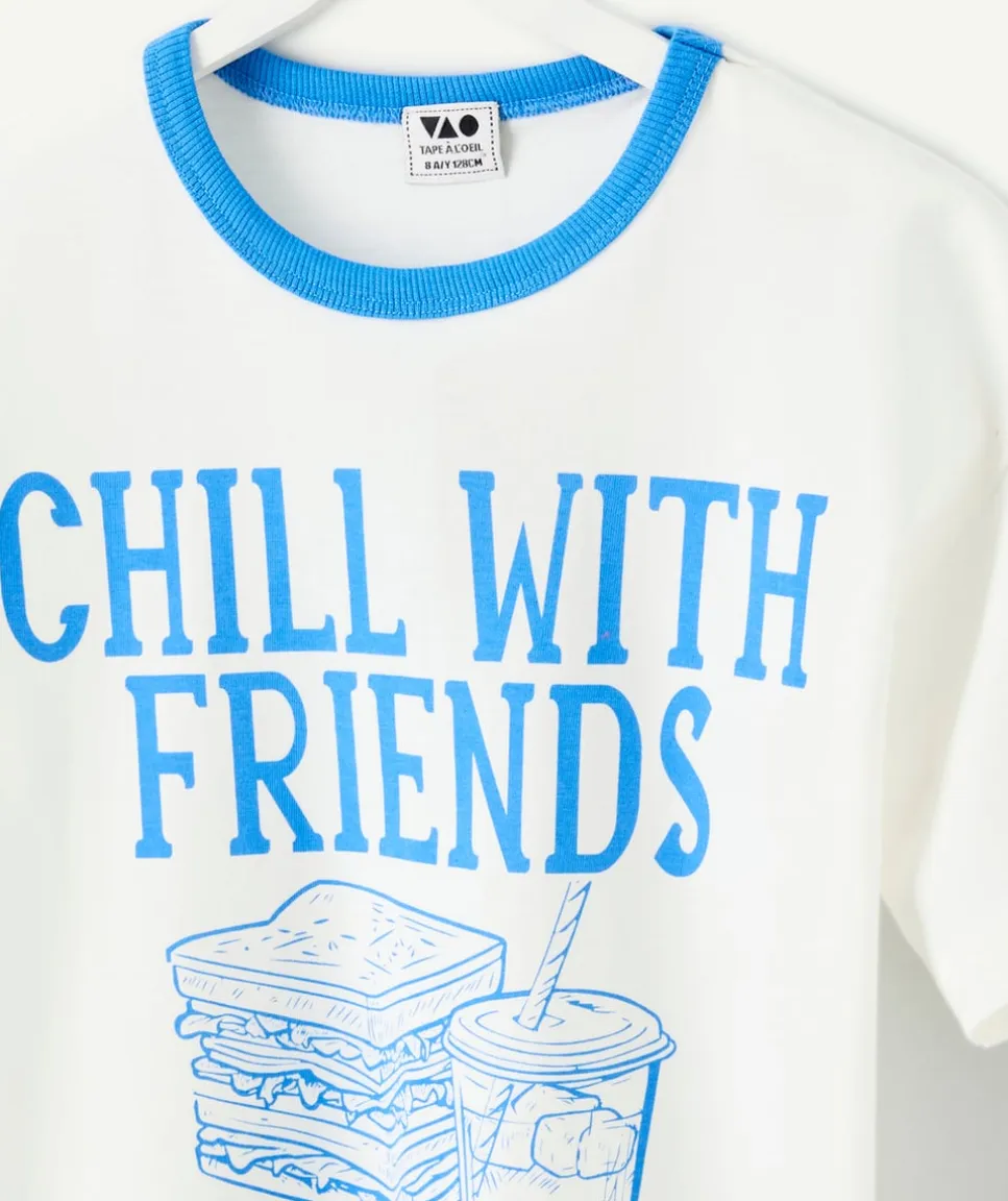 T-shirt garçon blanc imprimé message