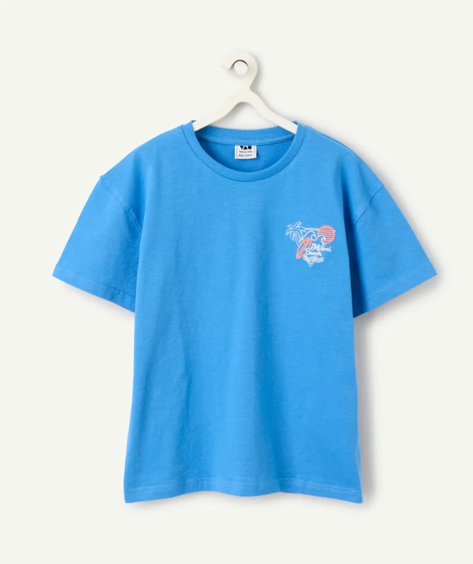 T-shirt garçon bleu brodé