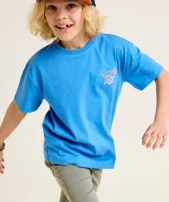 T-shirt garçon bleu brodé