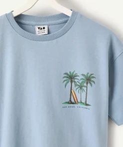 T-shirt garçon bleu imprimé