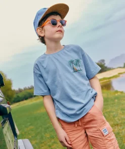 T-shirt garçon bleu imprimé
