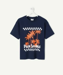 T-shirt garçon bleu imprimé
