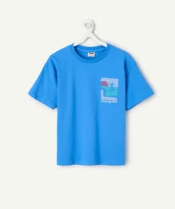 T-shirt garçon bleu imprimé surf