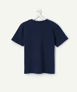 T-shirt garçon bleu marine avec patch