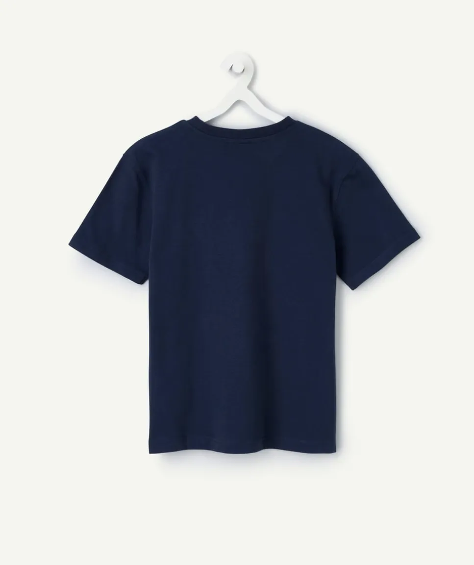 T-shirt garçon bleu marine avec patch