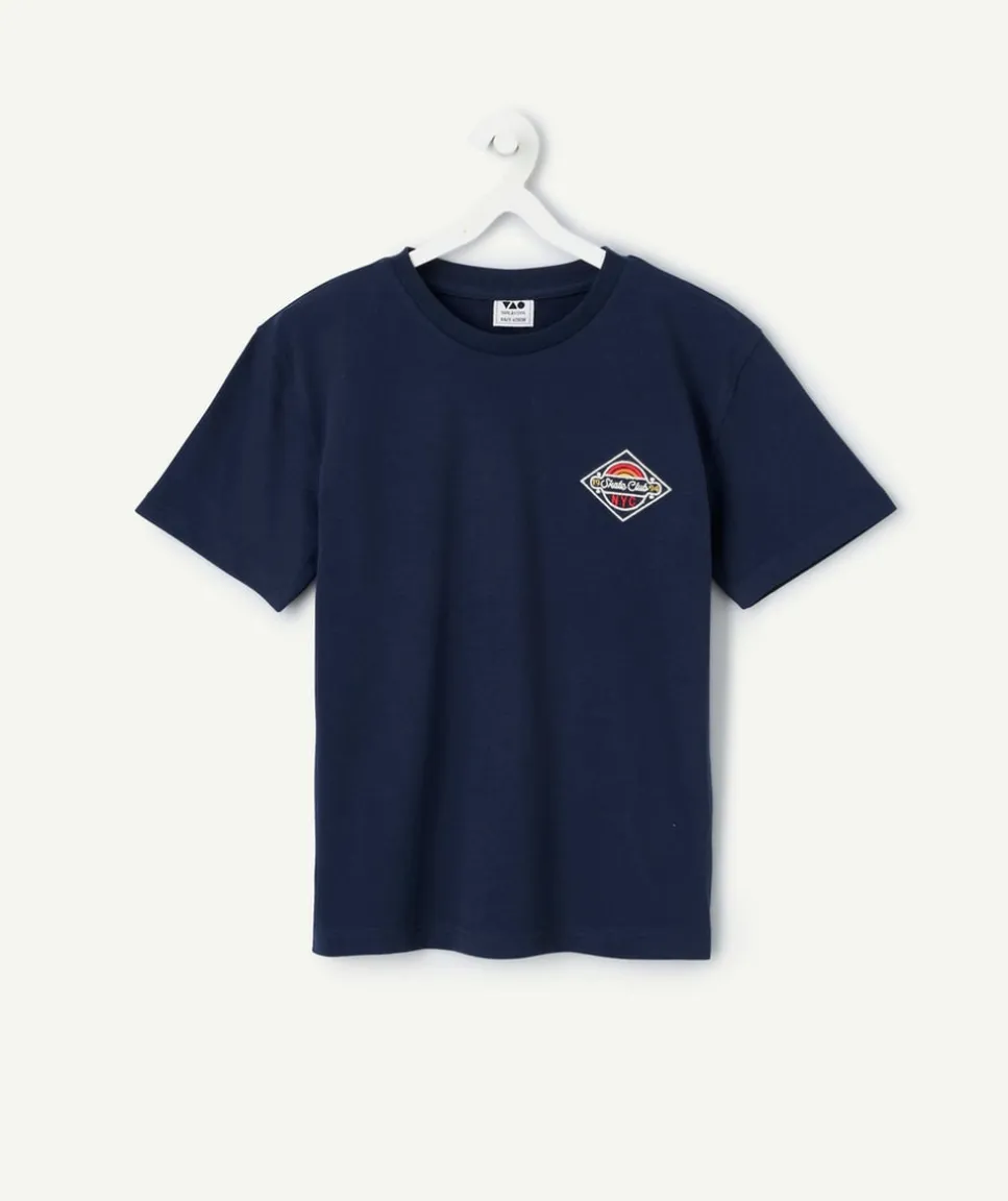 T-shirt garçon bleu marine avec patch