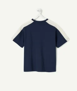 T-shirt garçon bleu marine imprimé varsity