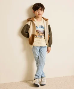 T-shirt garçon coton beige imprimé