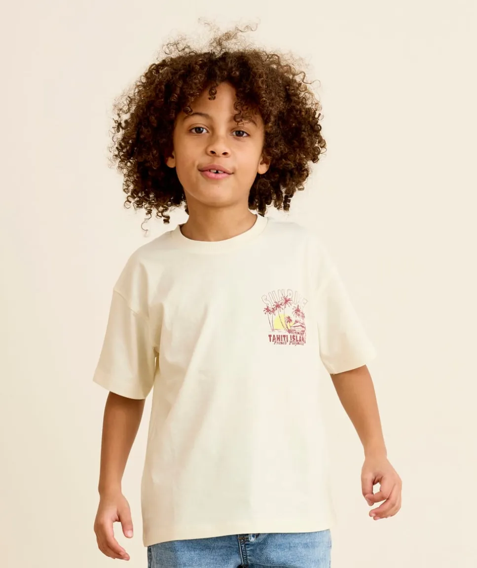 T-shirt garçon coton blanc imprimé