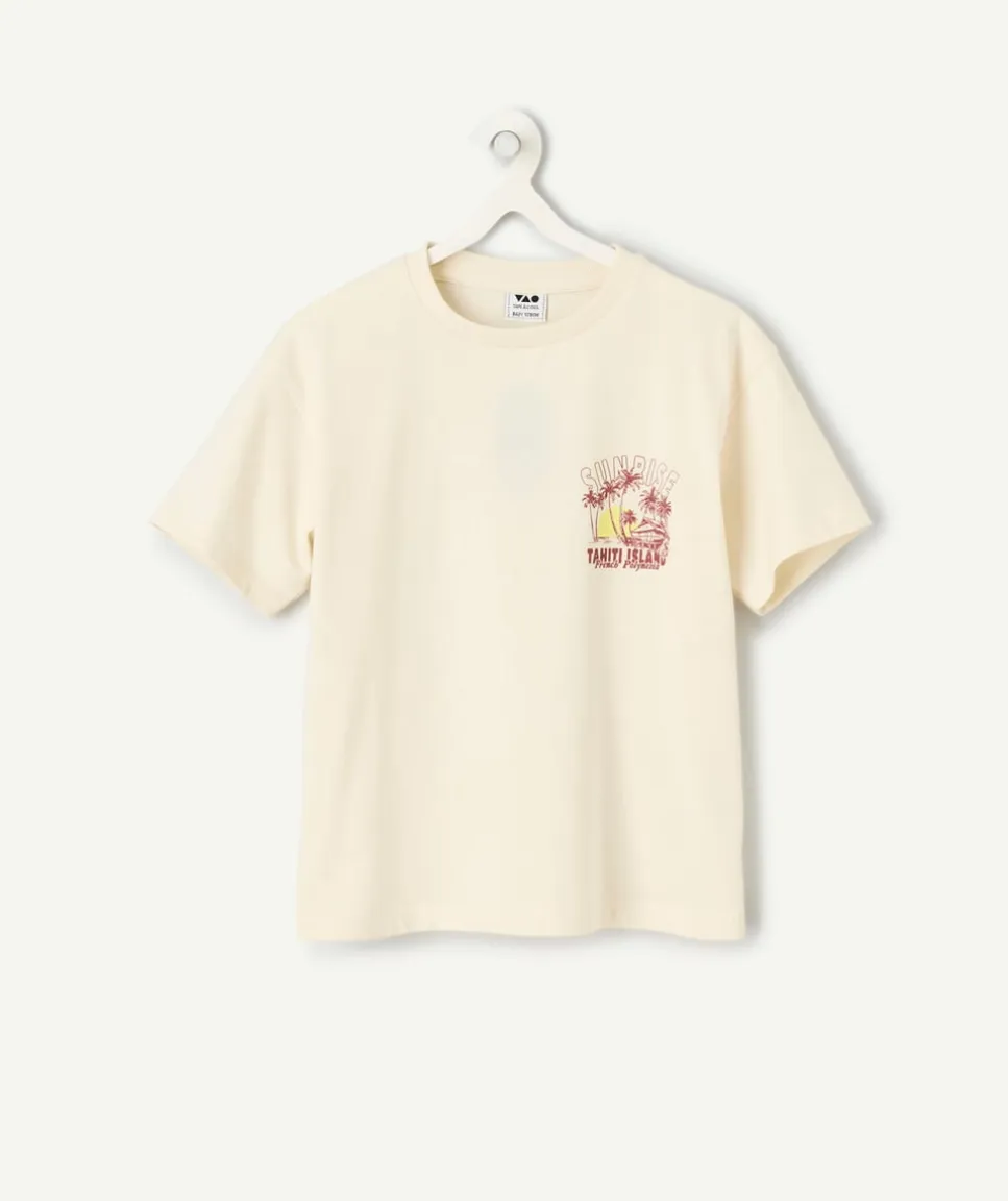 T-shirt garçon coton blanc imprimé