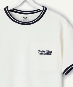 T-shirt garçon coton blanc à message brodé