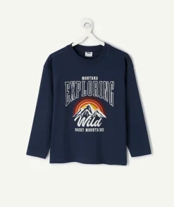 T-shirt garçon coton imprimé bleu marine