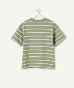 T-shirt garçon coton rayé vert