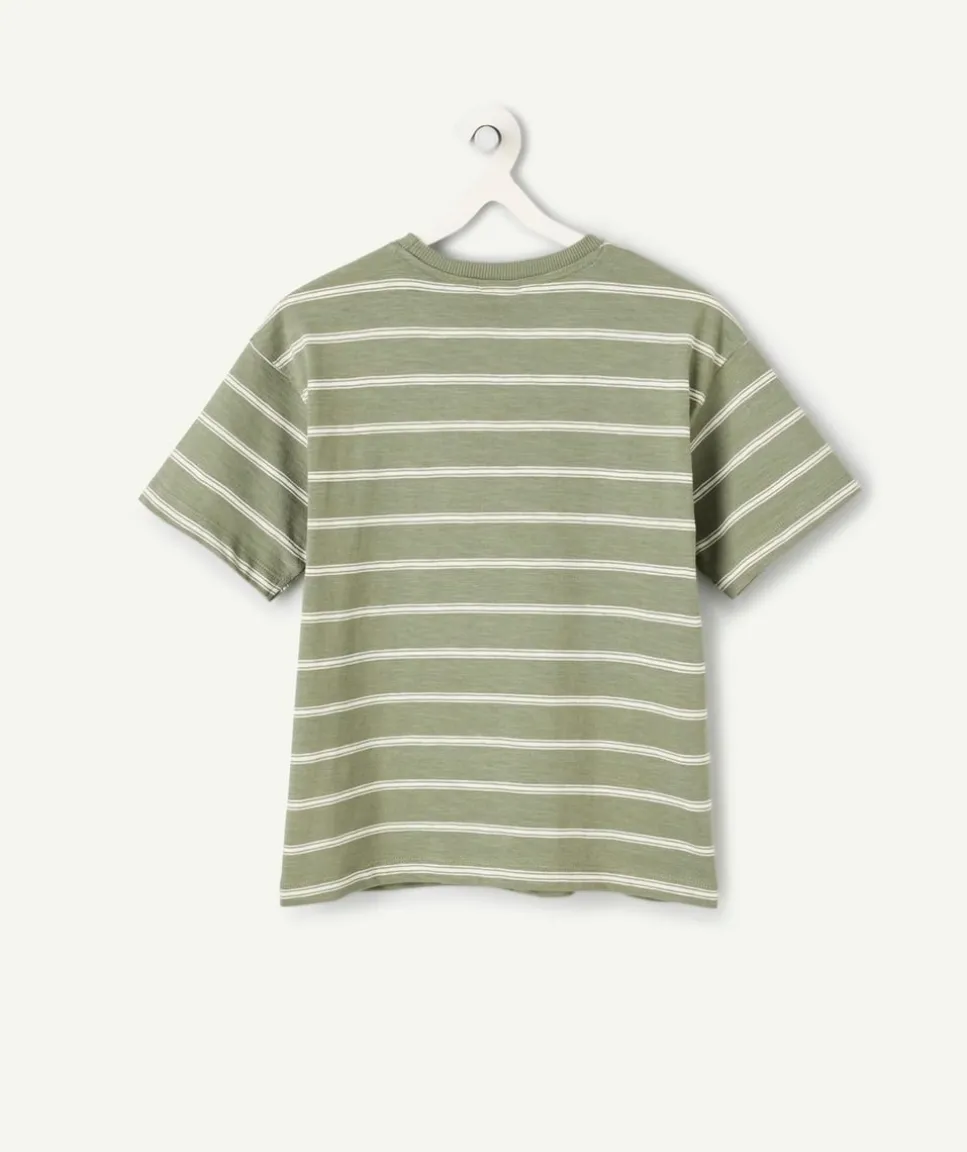 T-shirt garçon coton rayé vert