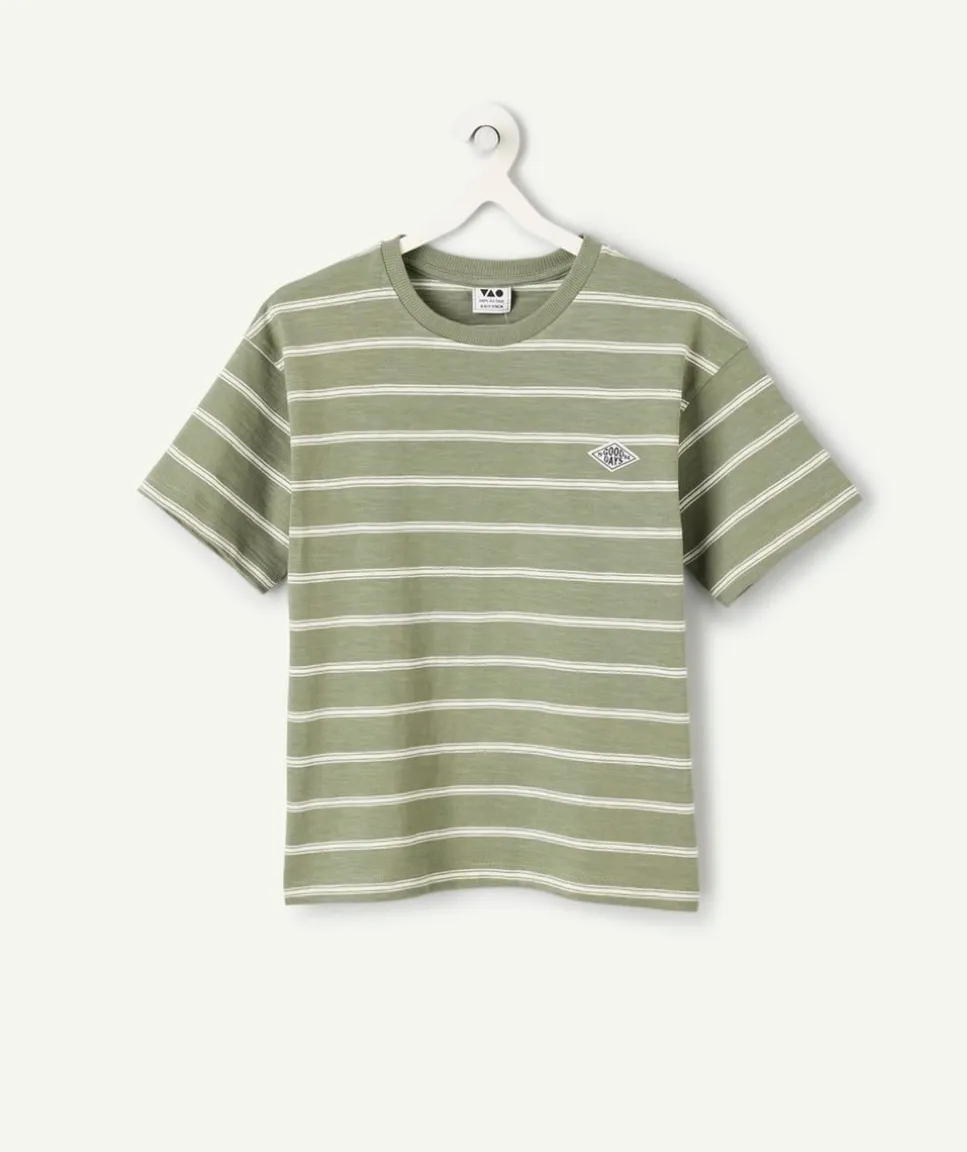 T-shirt garçon coton rayé vert
