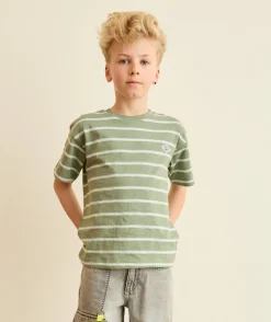 T-shirt garçon coton rayé vert
